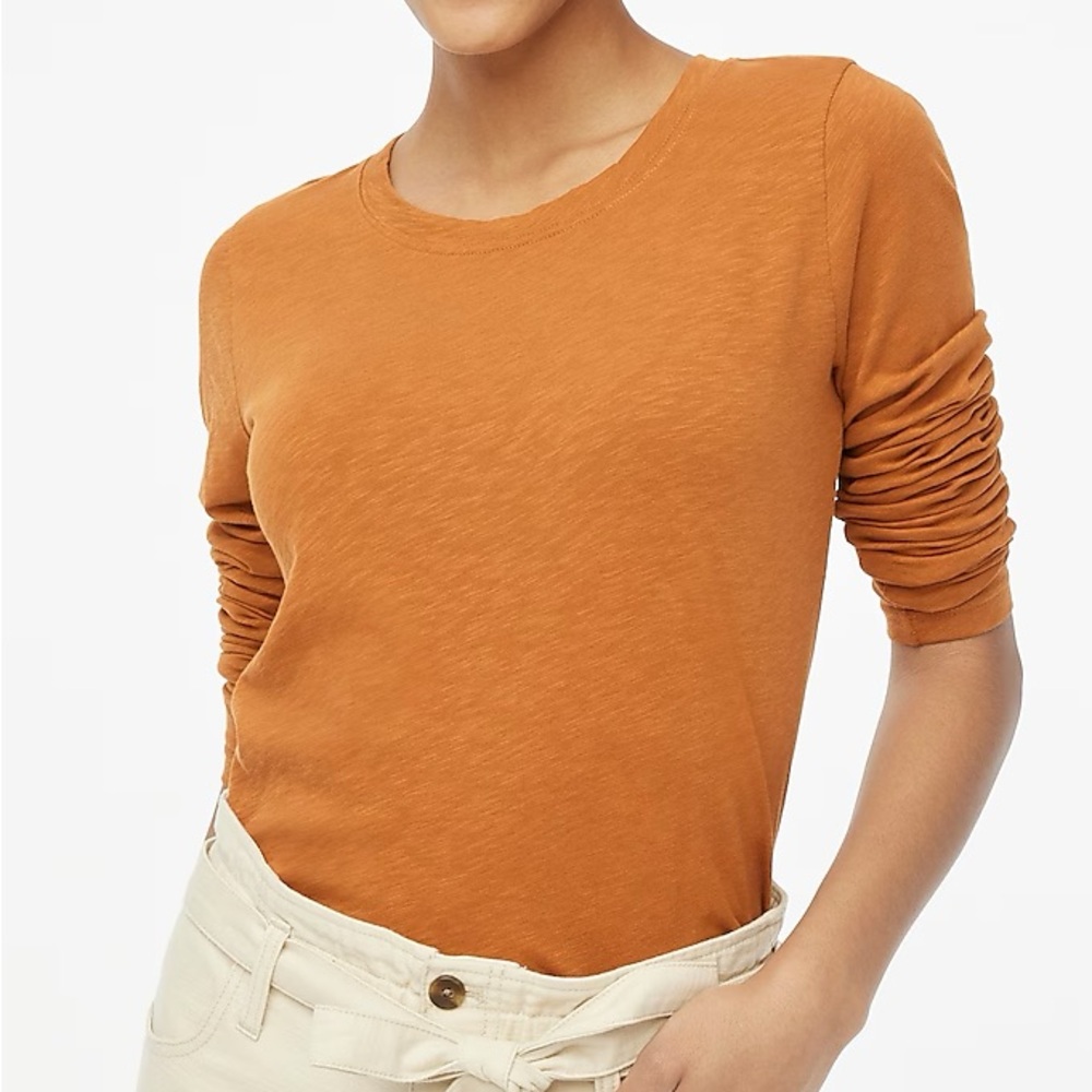 J.Crew Longsleeve Crewneck Girlfriend Tee Toasted Terracotta